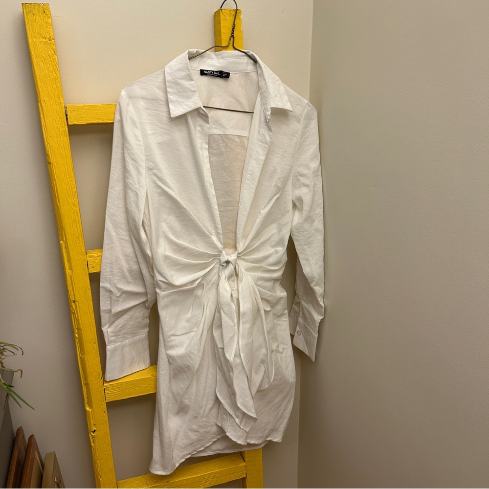 Nasty Gal White Collared Shirt mini dress